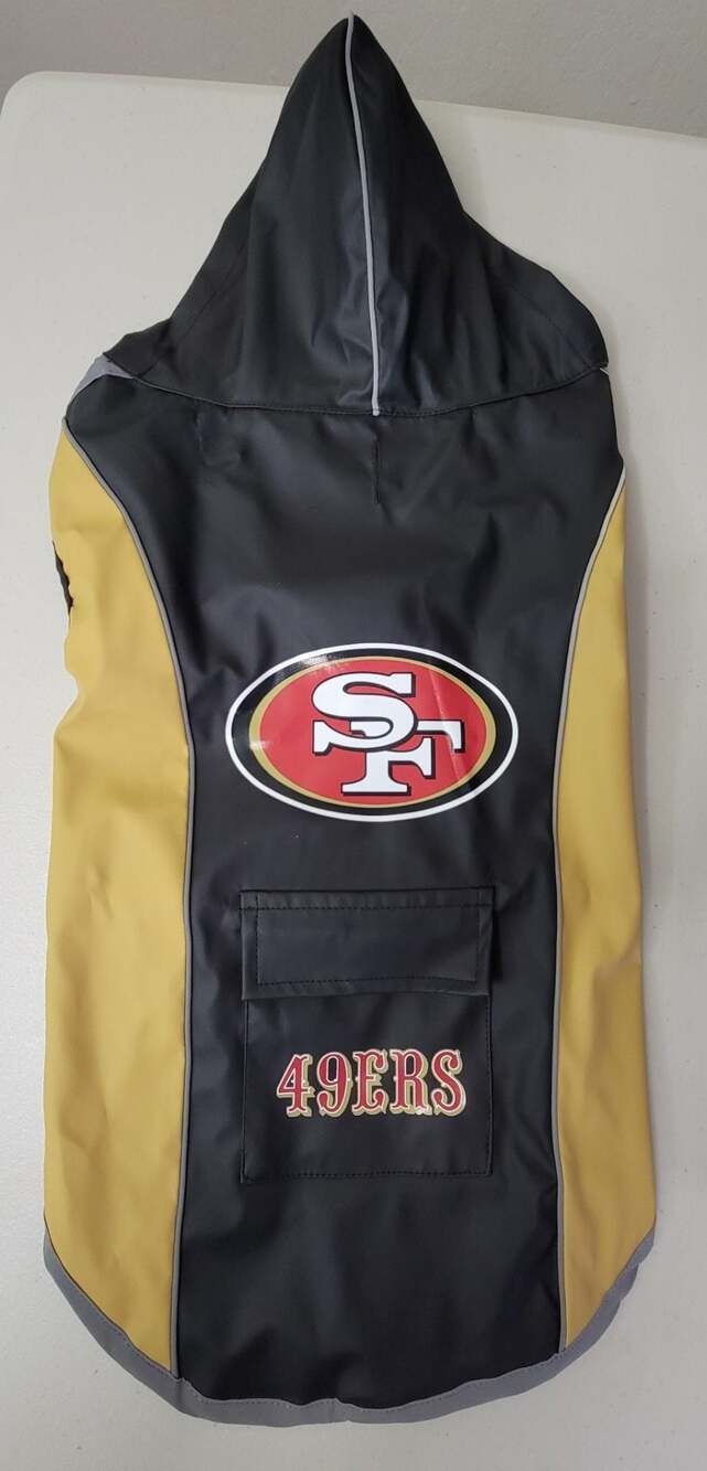Pets First San Francisco 49ers NFL Dog Raincoat with Hood Size L